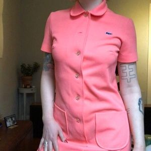 Vintage Lacoste Néon Pink Button Down Shift Dress